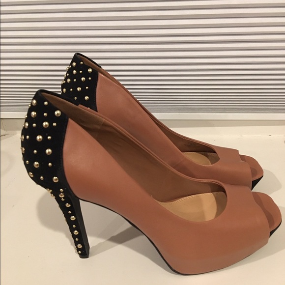 Jessica Simpson cappuccino peeptoe w/studs size 11 - Picture 5 of 6